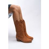 Riccon Ihiovana Kadın Nakışlı Western Çizme 001288 Taba Süet