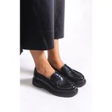 Riccon Kadın Loafer 0012511 Siyah Rugan