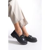 Riccon Kadın Loafer 0012557 Siyah Rugan