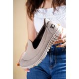 Riccon Kadın Sneaker 0012801 Vegan Deri ile Düz Tabanlı Şık Spor Ayakkabı - Bej - Bej