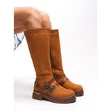 Riccon Kerrurth Kadın Toka Detaylı Çizme 00123310 - Taba Süet