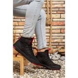 Riccon Siyah Kırmızı Erkek Sneaker Bot Düz Taban Suya Dayanıklı Malzeme - Siyah - Kırmızı