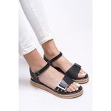 Riccon Tanaestra 0012205 Siyah Hasır Kadın Sandalet
