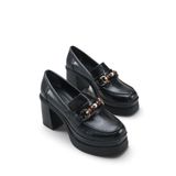Riccon Vesper Luce Kadın Topuklu Loafer 0012593 Siyah Rustik