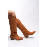 Riccon Zreidira Kadın Nakışlı Western Çizme 001290 Taba Süet