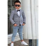 Riccotarz Erkek Çocuk Çizgili Blazer Ceket Kot Pantolon Füme Alt Üst Takım - 4 - 5 Yaş