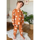 Riccotarz Erkek Çocuk Güneş ve Palmiye Emoji Baskılı Kiremit Pijama Takım - 4 - 5 Yaş
