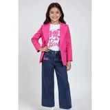 Riccotarz Kız Çocuk Bebek ve Yazı Detaylı T-Shirt Kurdela Düğme Detaylı Blazer Ceket Alt Üst Takım - Pembe - 4 - 5 Yaş