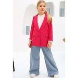 Riccotarz Kız Çocuk Bol Kesim Pantolon ve Blazer Ceket Pembe Alt Üst Takım - 4 - 5 Yaş
