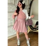 Riccotarz Kız Çocuk Çift Renkli Bluz, Piliseli Pembe Etekli Takım - 2 - 3 Yaş