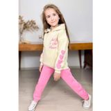 Riccotarz Kız Çocuk Sırt Baskılı ve Kollarında Yazı Detaylı Sweatshirt Pembe Eşofman Takım