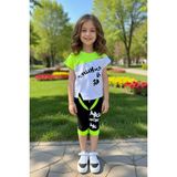 Riccotarz Kız Çocuk Üzeri Yazı Baskılı Bisiklet Yaka T-Shirt ve Şerit Detaylı Siyah Kapri Şortlu Takım - 2 - 3 Yaş