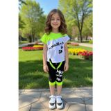 Riccotarz Kız Çocuk Üzeri Yazı Baskılı Bisiklet Yaka T-Shirt ve Şerit Detaylı Siyah Kapri Şortlu Takım