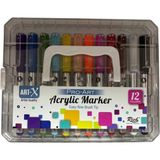 Rich Art-X Pro Fırça Uçlu Akrilik Marker 12'li Kristal Kutu Set (KLM-FRÇ-19715)
