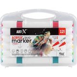 Rich Artx Akrilik Marker Duo 12 Renk 18057 İki Uçlu Su Bazlı Kalemler Sanat İçin