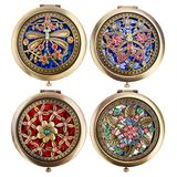 Rich Boxer 4 Adet Vintage Katlanabilir Ayna Metal Makyaj Aynası Seyahat Aynası Makyaj Aynası Cep Aynası Çift Taraflı Kompakt Kozmetik Ayna, Bronz, Rastgele Stil