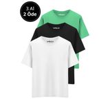 Rich Erkek 3 Lü Paket %100 Pamuk Oversize Tişört Basic Bisiklet Yaka Kısa Kollu T-Shirt