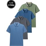 Rich Erkek 4'lü Paket Cepsiz Polo Yaka T-shirt Dar Kesim Nefes Alan Kumaş Kıvrılmaz Yaka Tişört - Mavi