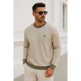 Rich Erkek Bej Kare Desenli Bisiklet Yaka Sweatshirt