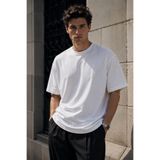 Rich Erkek Beyaz Merserize İnterlok Kumaş Oversize T-Shirt