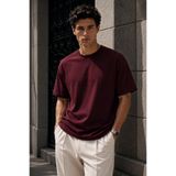 Rich Erkek Bordo Merserize İnterlok Kumaş Oversize T-Shirt
