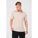Rich Erkek Düz Renk Cepli Polo Yaka Tişört T-shirt - Bej - M