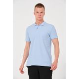 Rich Erkek Düz Renk Cepli Polo Yaka Tişört T-shirt - M - Mavi