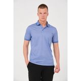 Rich Erkek Düz Renk Cepli Polo Yaka Tişört T-shirt - Mavi - XL