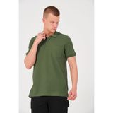 Rich Erkek Düz Renk Cepli Polo Yaka Tişört T-shirt - Yeşil