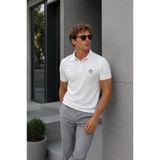 Rich Erkek Ekru Pamuklu Kısa Kollu Polo Yaka T-shirt