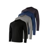 Rich Erkek Grimelanj-Siyah-Lacivert-Antrasit 4'lü Paket Basic Uzun Kollu Sporcu Body