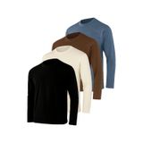Rich Erkek İndigo-ekru-kahverengi-siyah 4'lü Paket Basic Uzun Kollu Body İndigo-ekru-kahverengi-siyah
