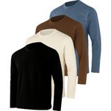Rich Erkek Indigo-Ekru-Kahverengi-Siyah 4'lü Paket Basic Uzun Kollu Sporcu Body - Krem - Indigo - XL
