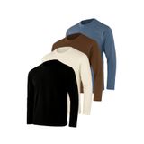 Rich Erkek İndigo-Ekru-Kahverengi-Siyah 4'lü Paket Basic Uzun Kollu Sporcu Body