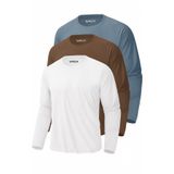 Rich Erkek Kahverengi-İndigo-Beyaz 3'lü Paket Basic Uzun Kollu Sporcu Body