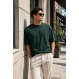 Rich Erkek Koyu Yeşil Merserize İnterlok Kumaş Oversize T-Shirt