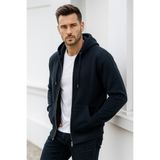 Rich Erkek Lacivert Kapüşonlu Kanguru Cepli Fermuarlı Sweatshirt