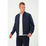 Rich Erkek Lacivert Oversize Rüzgar Geçirmez Kışlık Şişme Mont Ceket - 2XL