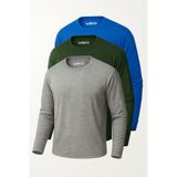Rich Erkek Mavi-Haki-Grimelanj 3'lü Paket Basic Uzun Kollu Sporcu Body