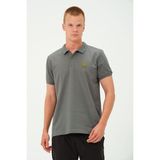 Rich Erkek Polo Yaka Tişört Rahat Kesim Baskılı T-shirt - Gri - 2XL