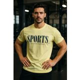 Rich Erkek Sarı Basic T-shirt Baskılı Slim Fit %100 Pamuk Tişört