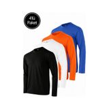 Rich Erkek Siyah-beyaz-turuncu-mavi 4'lü Paket Basic Uzun Kollu Body Çok Renkli