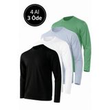 Rich Erkek Siyah-Beyaz-Yeşil--Buz Mavi 4'lü Paket Basic Uzun Kollu Sporcu Body
