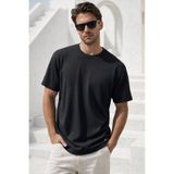 Rich Erkek Siyah Jakarlı İnterlock Kumaş Basic T-shirt
