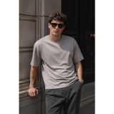 Rich Erkek Taş Rengi Merserize İnterlok Kumaş Oversize T-Shirt