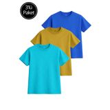 Rich Kadın 3'lü Paket Antrasit-Beyaz-Lila %100 Pamuk Oversize Basic Tişört Bisiklet Yaka Relaxed T-Shirt