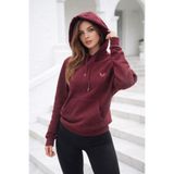 Rich Kadın Bordo %100 Pamuk Kanguru Cepli Kapüşonlu Sweatshirt