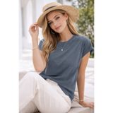 Rich Kadın Füme Pamuklu Duble Kol Detaylı Rahat Kalıp T-Shirt