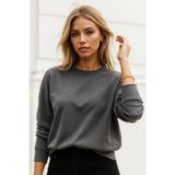 Rich Kadın Füme Pamuklu İnterlock Oversize Sweatshirt