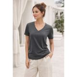 Rich Kadın Füme Yumuşak Dokulu İnterlock V Yaka Basic T-Shirt